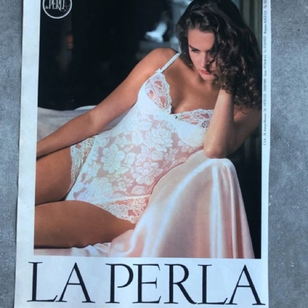 Documented La Perla Sheer White Floral Lace bodysuit.